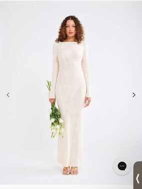 NWT Rumored Sweet Talker Dress in Ivory Jacquard - Long Sleeve Maxi Dress